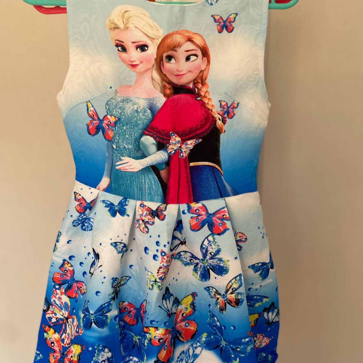 Vestido Frozen Borboletas Flores Elsa Ana Olaf Luxo