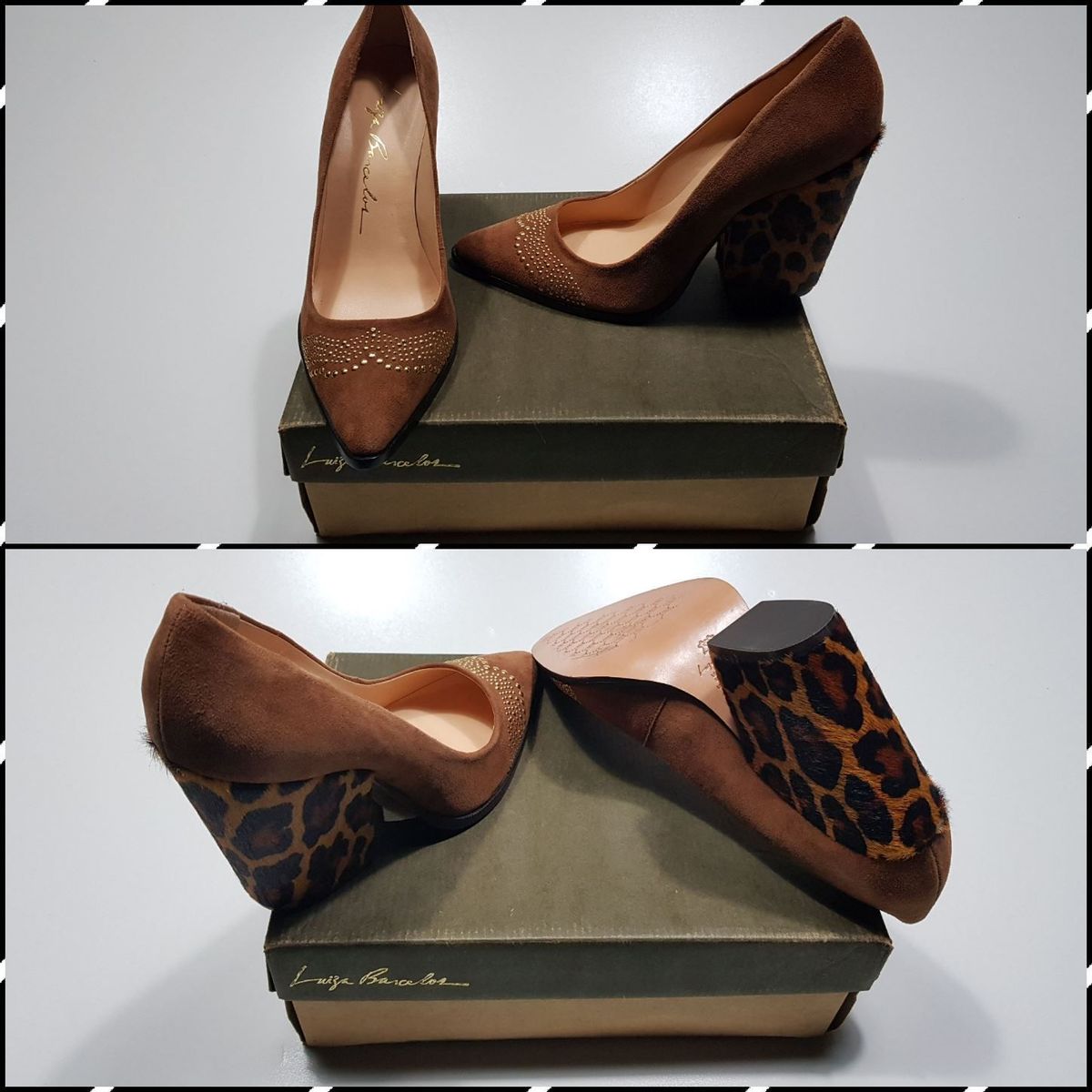 scarpin animal print salto grosso