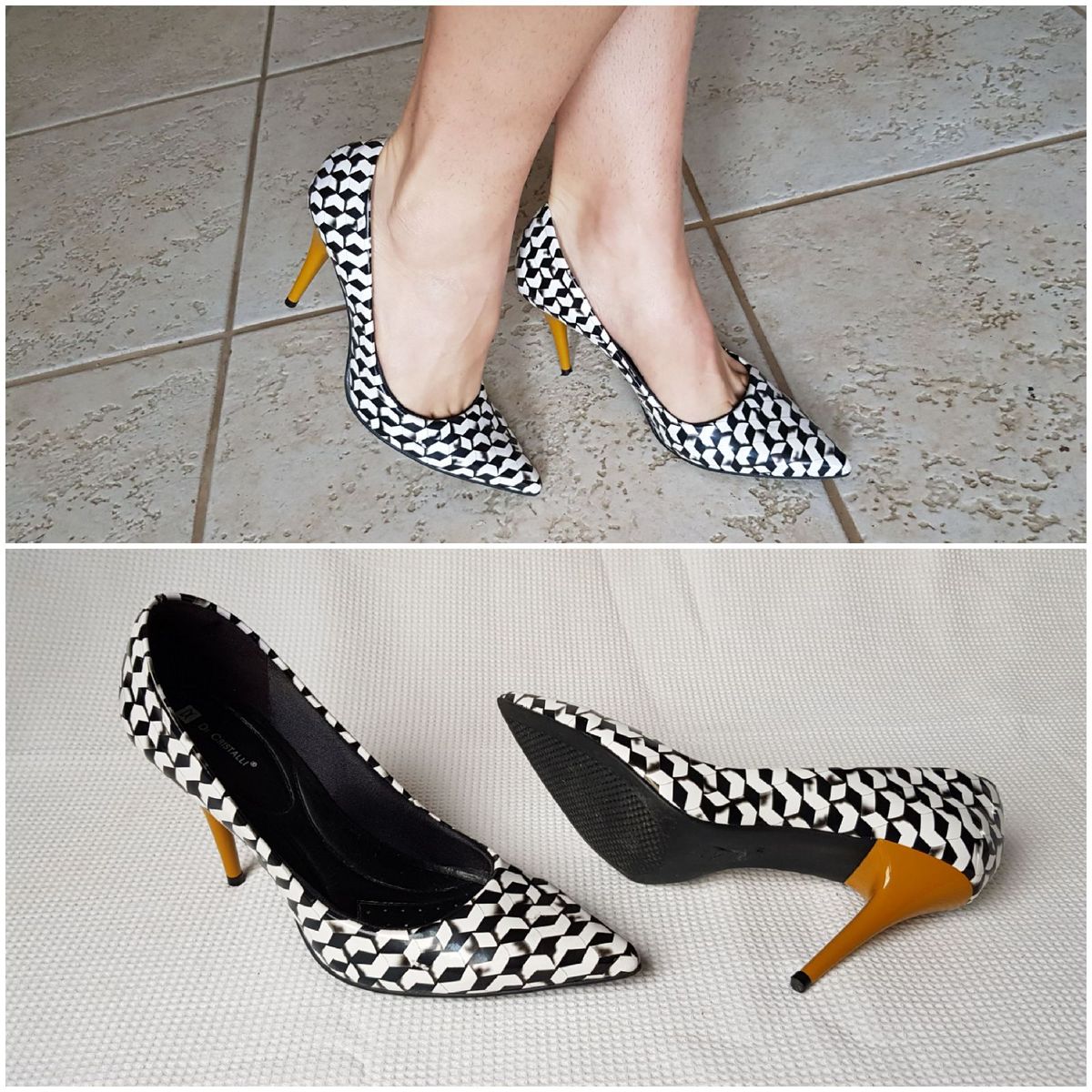 scarpin di cristalli preto