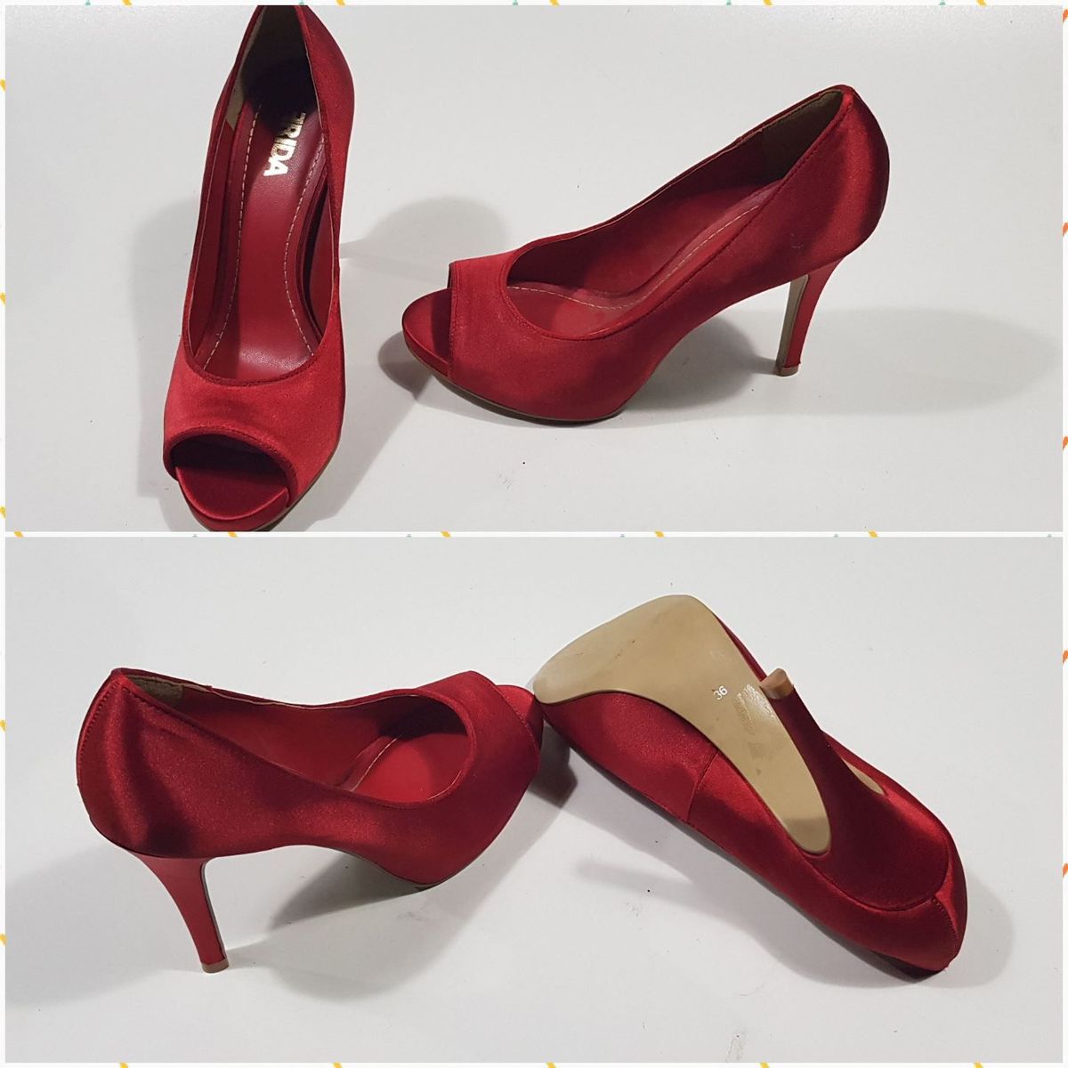 peep toe vermelho salto grosso