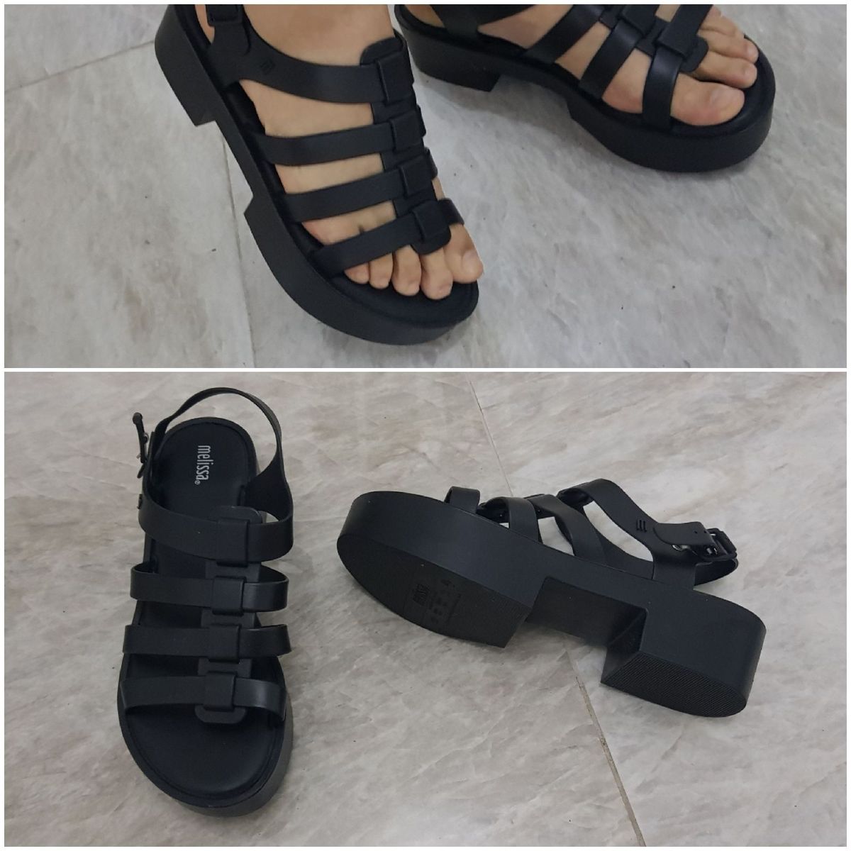 sandalia de salto grosso melissa