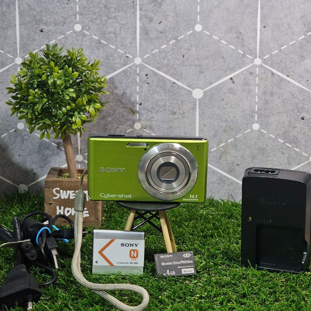 Camera Sony Cybershot Dsc-W530 Verde Completa | Máquina