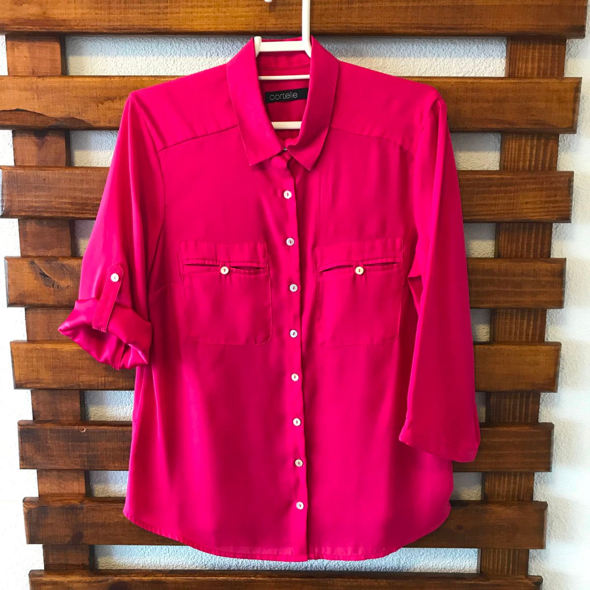 Camisa seda Asta crema atada de Dea Kudibal de color Rosa