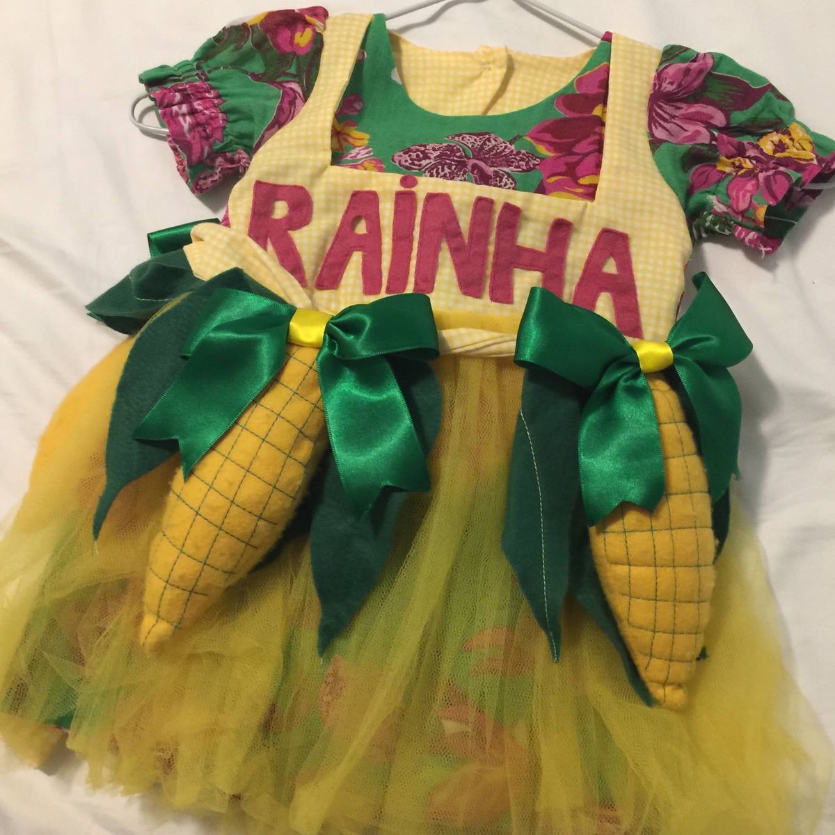 vestido da rainha do milho infantil