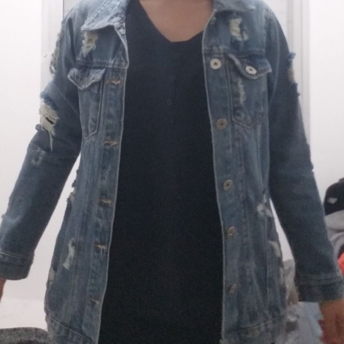 jaqueta feminina jeans destroyed biotipo