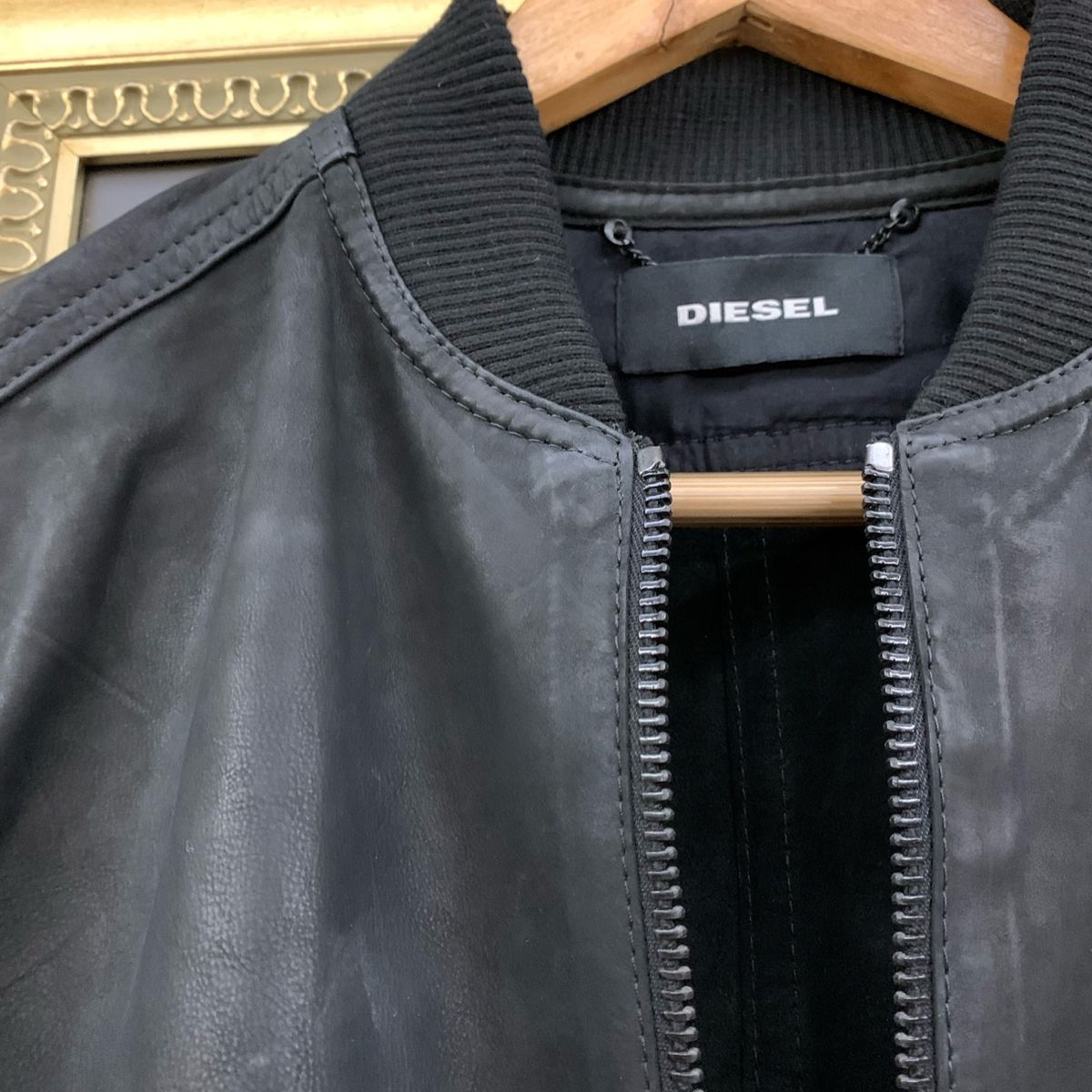 jaqueta de couro diesel masculina