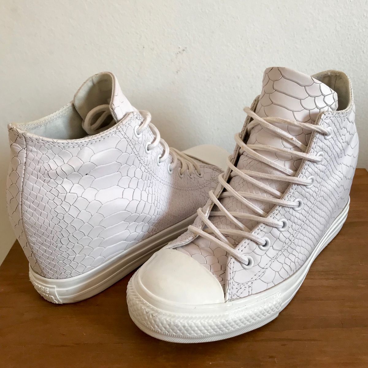 tenis all star plataforma couro