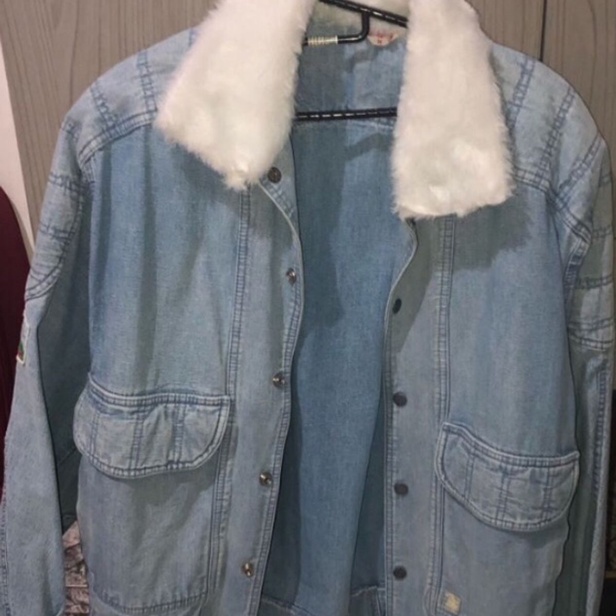 jaqueta jeans com pelinho masculina