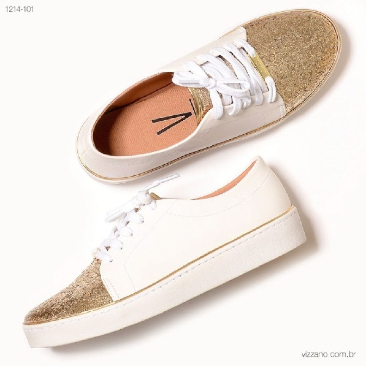 tenis branco vizzano com dourado