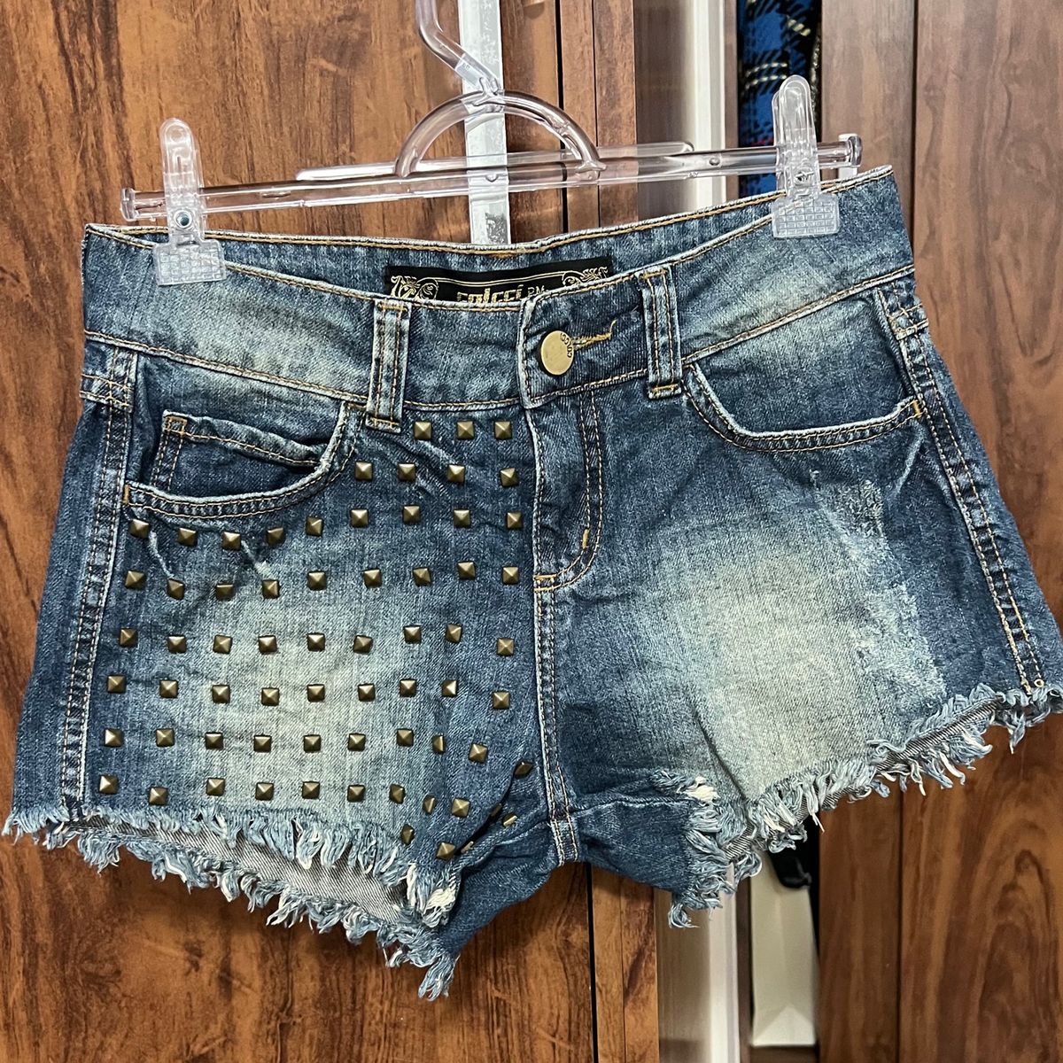 Customizar short store jeans com perola