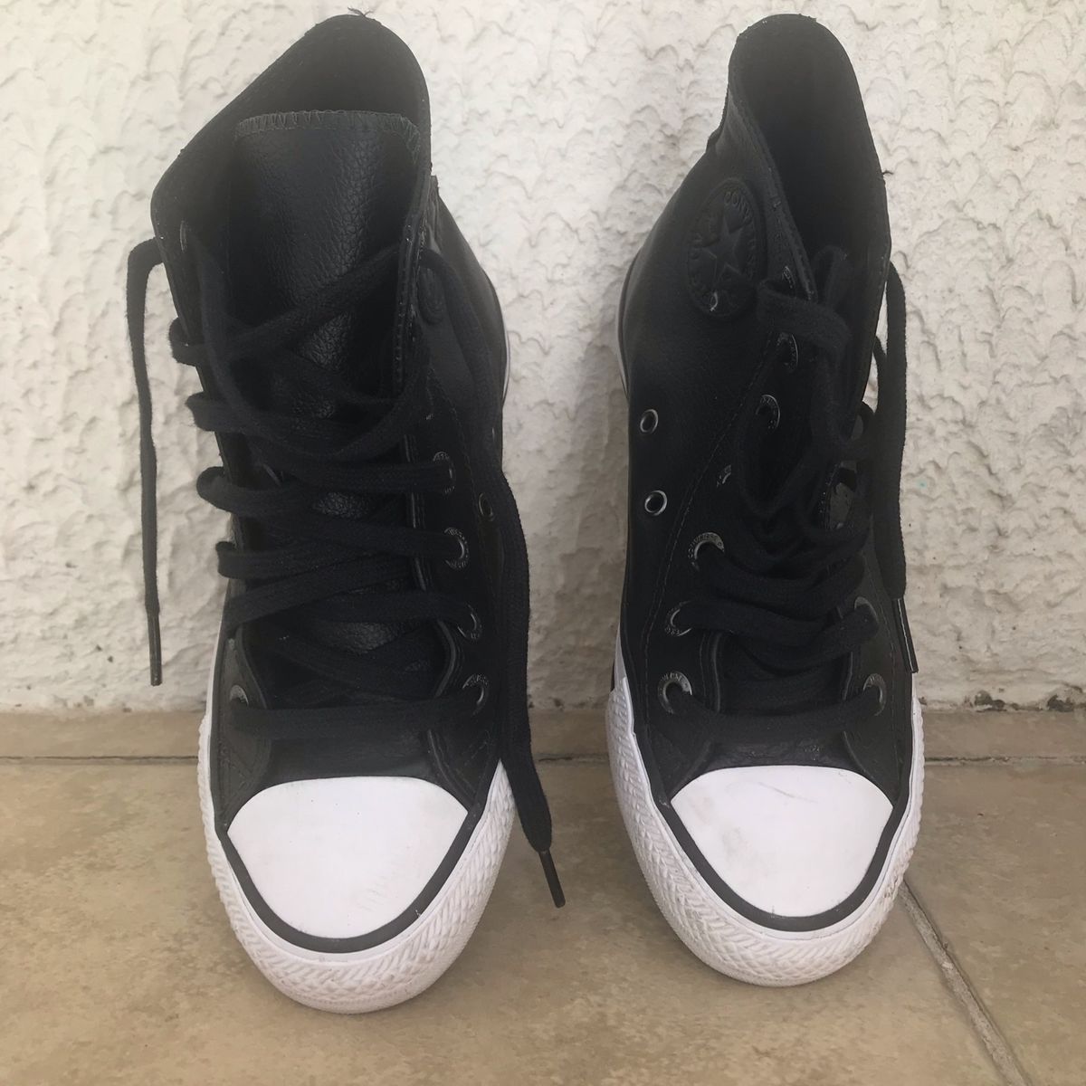 all star couro cano alto preto