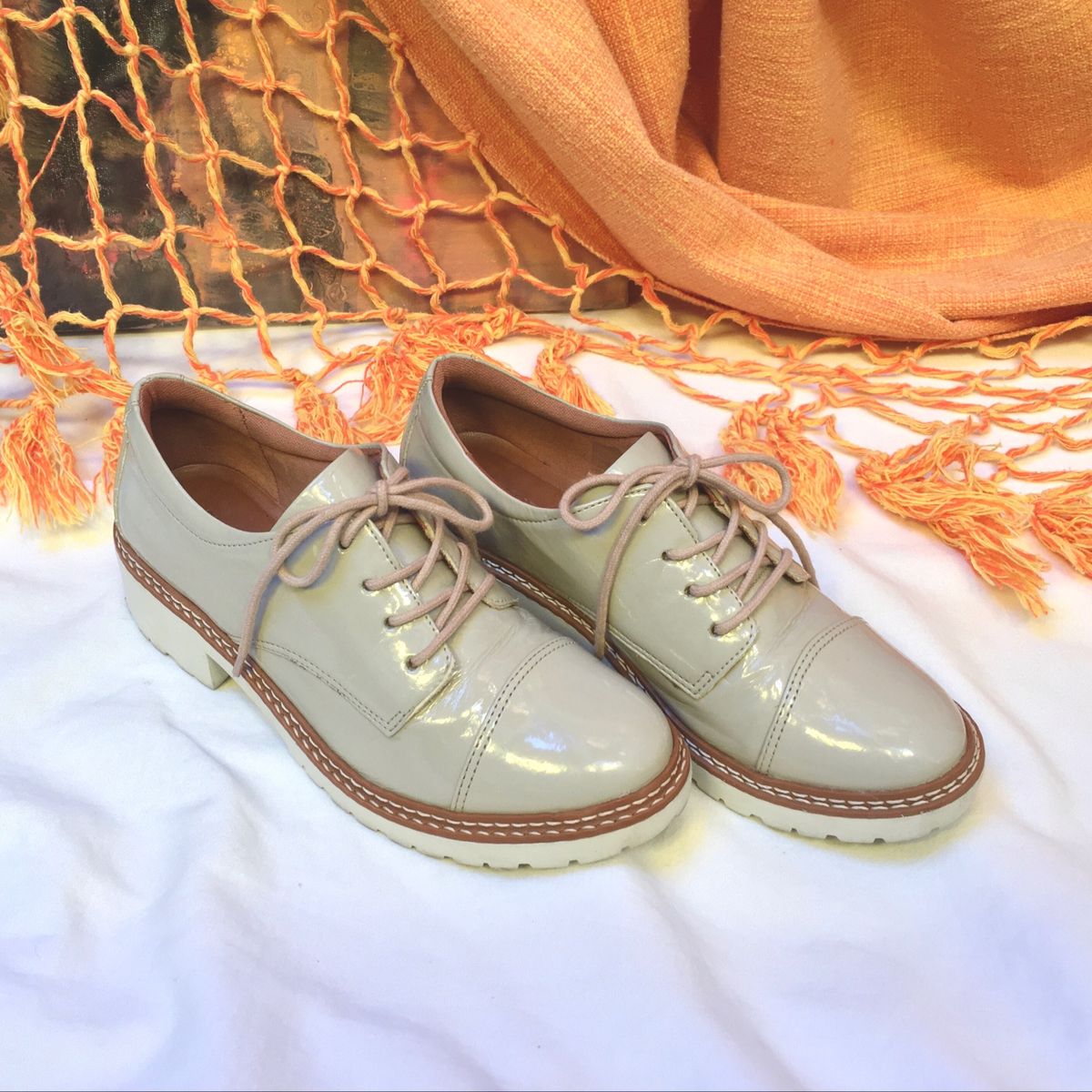 sapato feminino oxford tratorado satinato