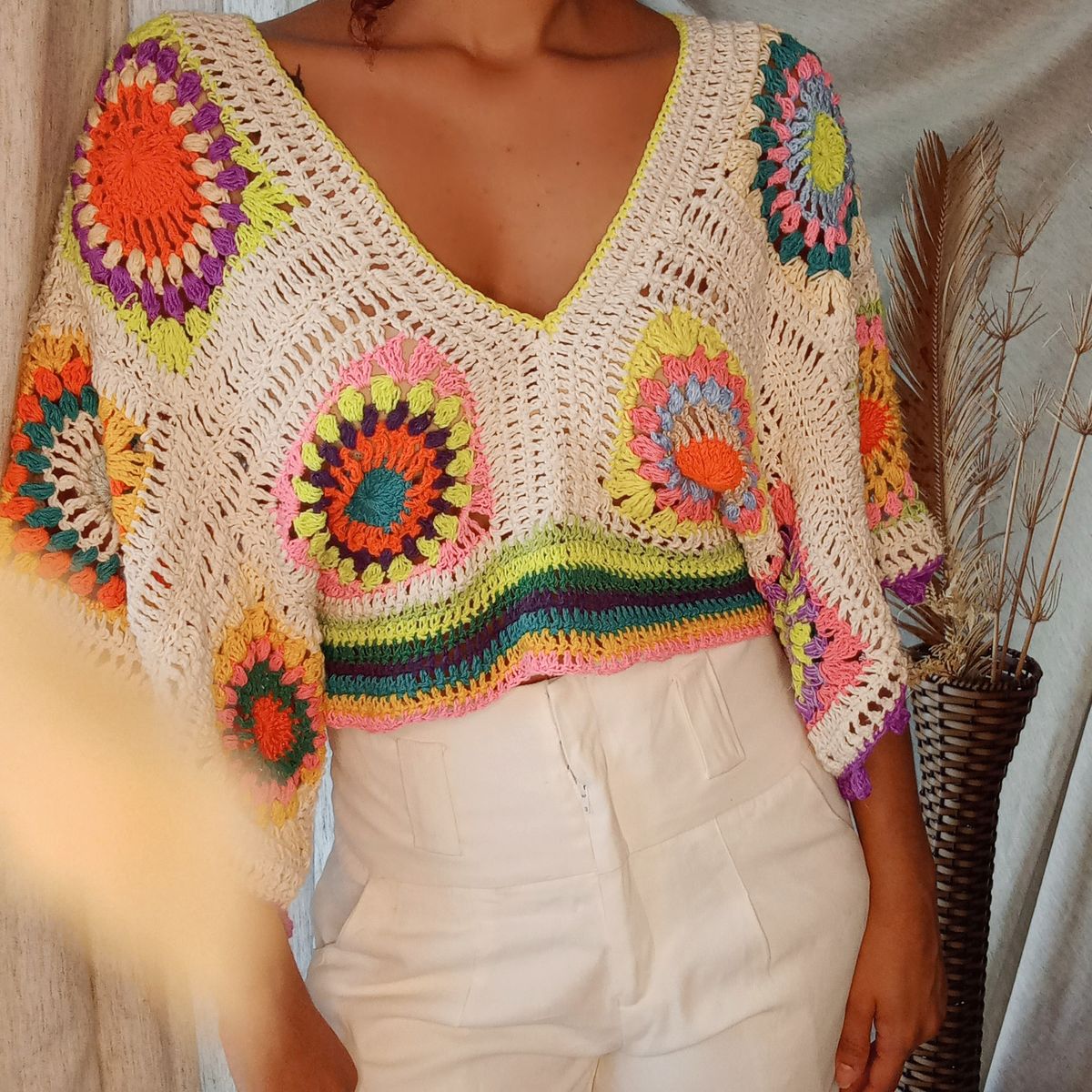 crochet vintage knit x tops★お値下げ