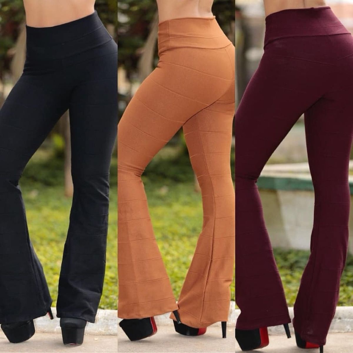 calça feminina flare bandagem