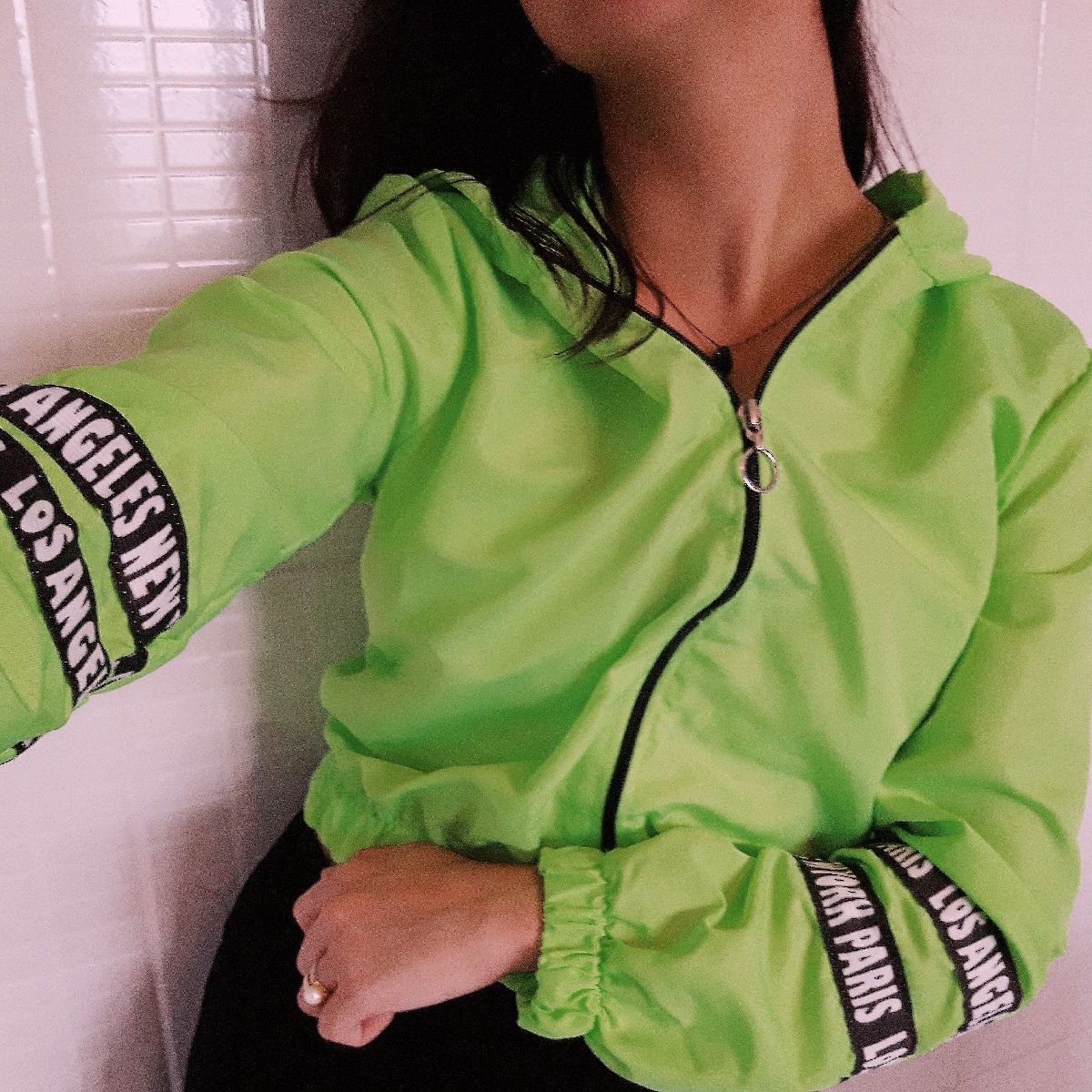 jaqueta verde neon
