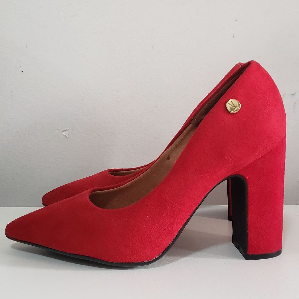 scarpin vermelho vizzano salto grosso