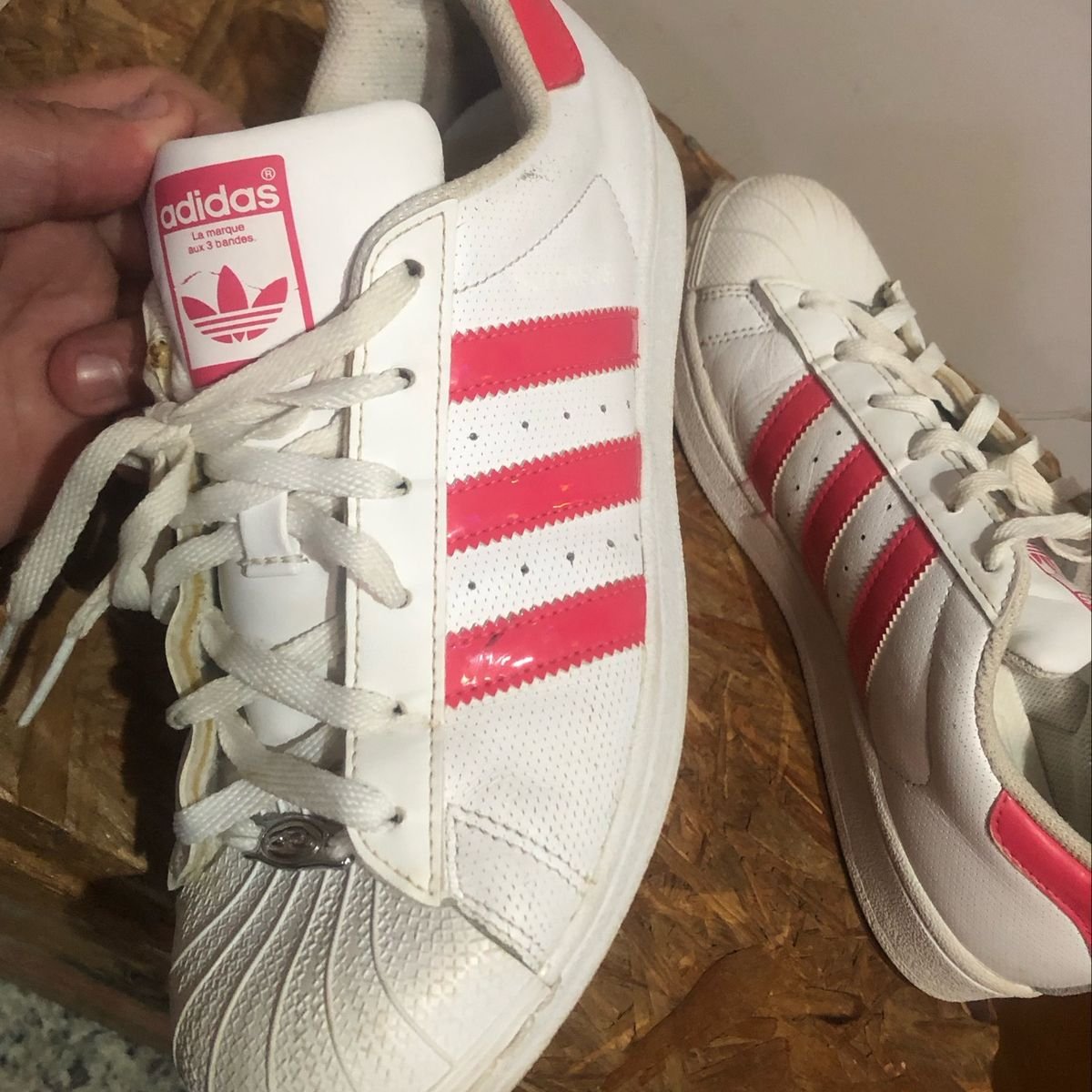 adidas superstar womens red stripe