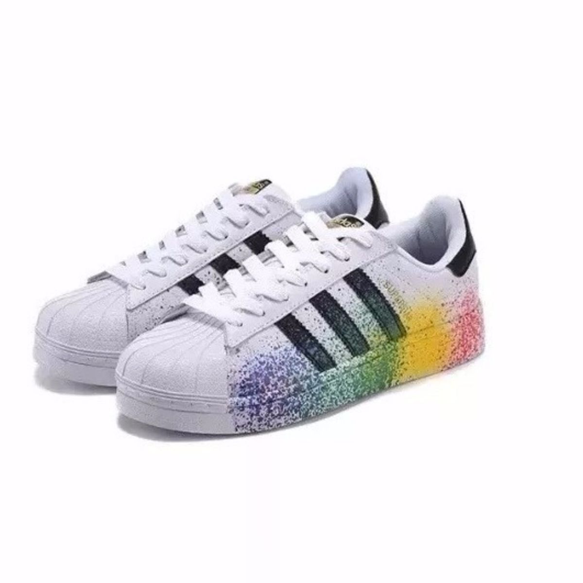 tenis adidas superstar colors spray colorido pichado