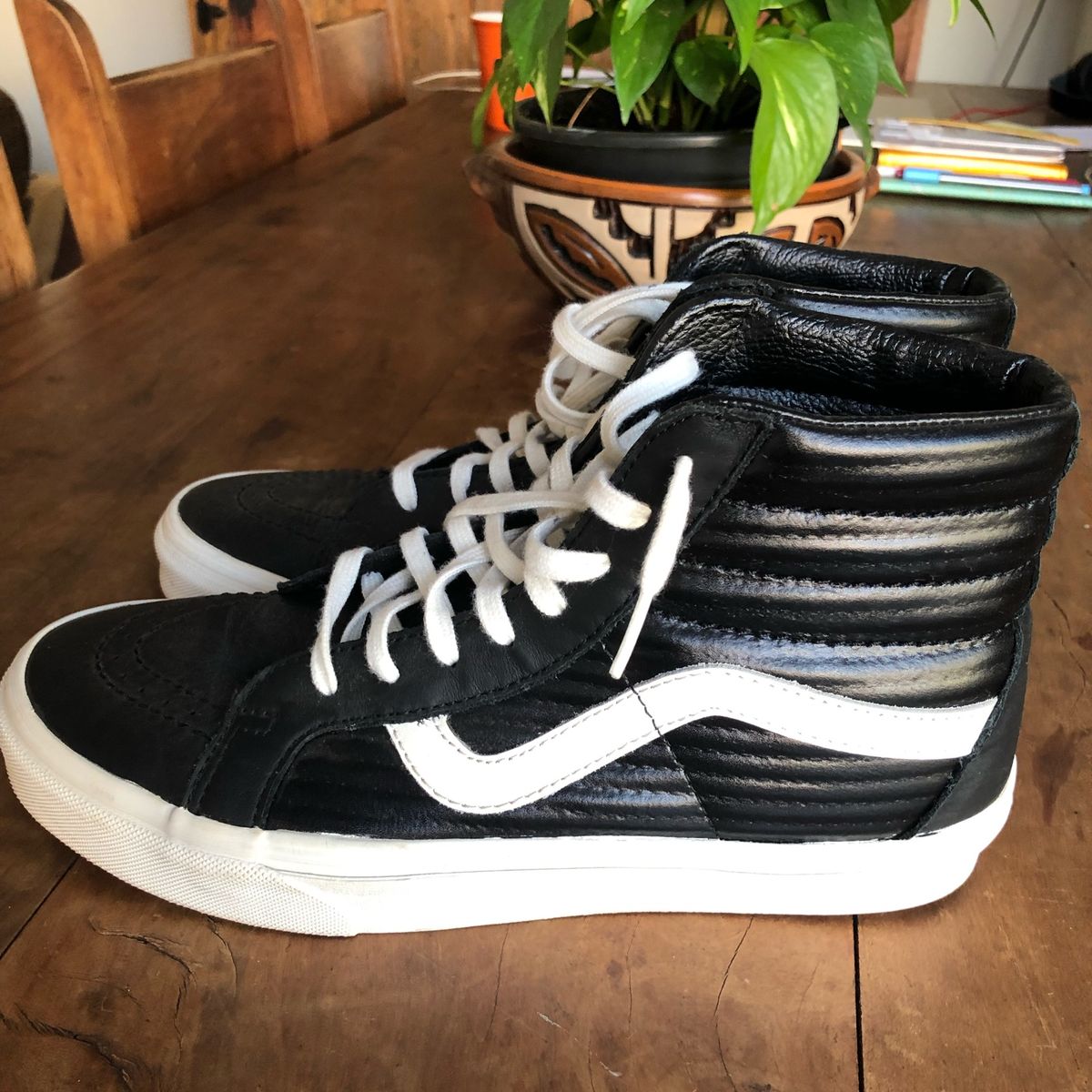 vans cano alto couro