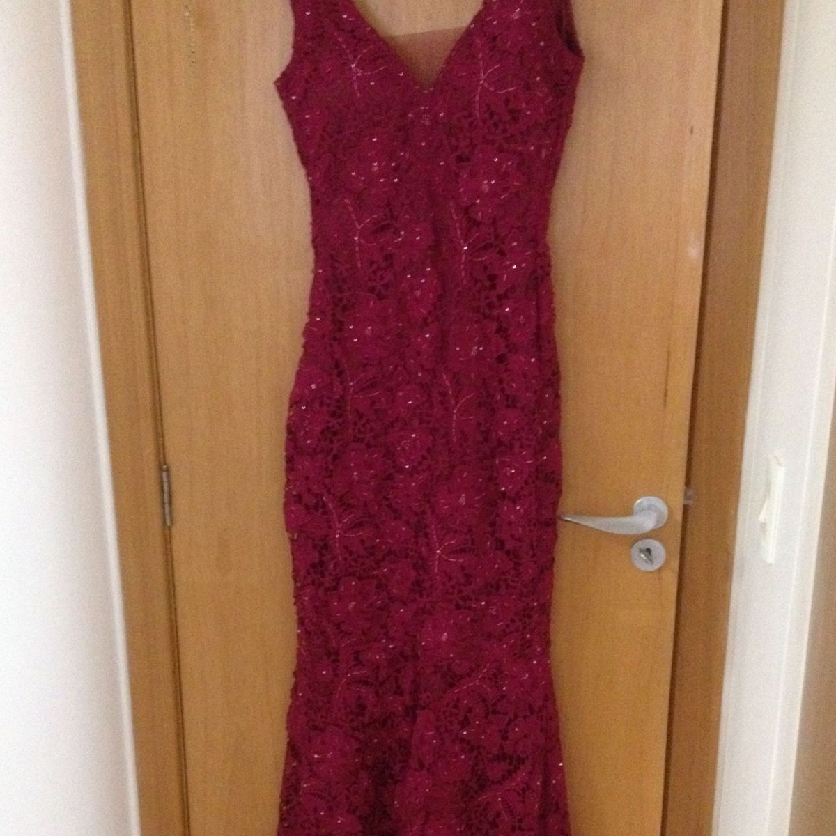 Vestido de sale renda guipir marsala