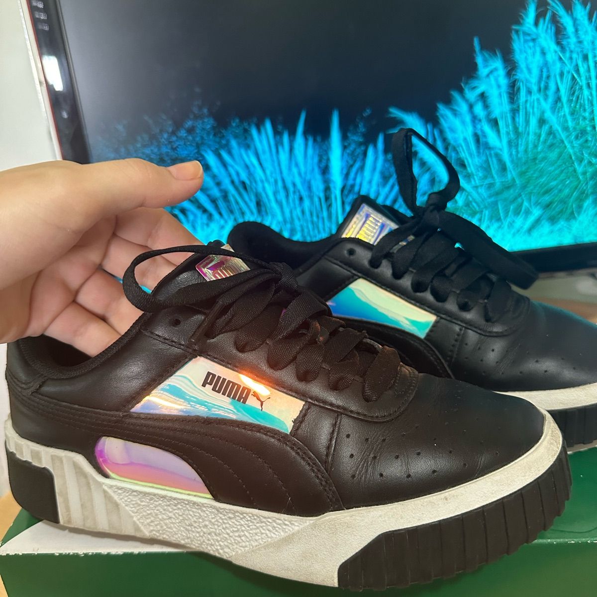 Tênis Puma Cali Preto Holográfico Puma Usado 102255604 enjoei
