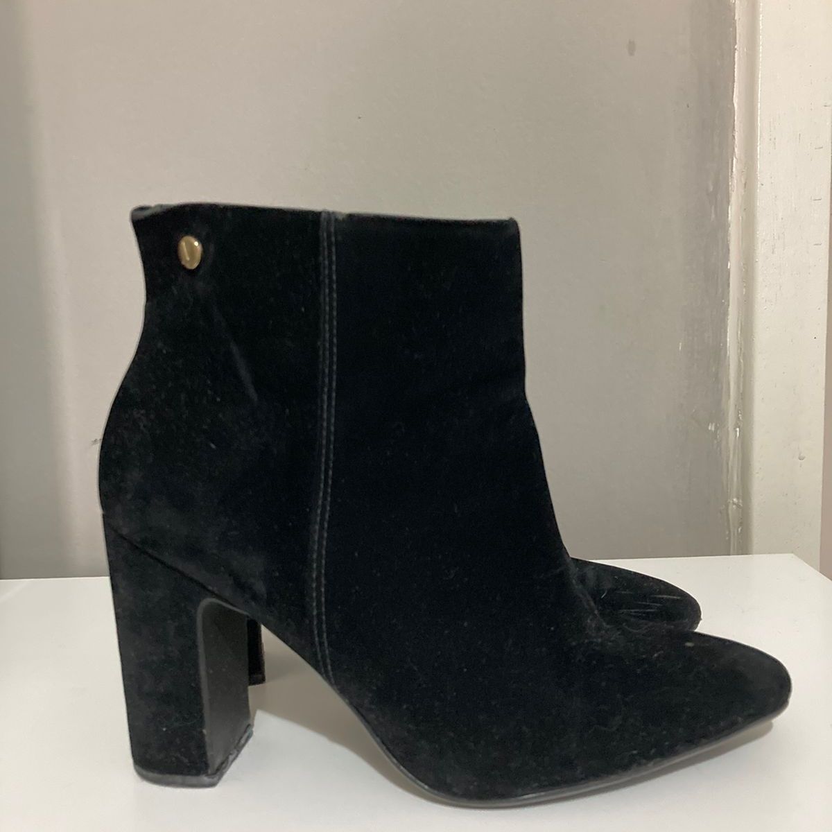 Bota Vizzano Preta Cano Curto Veludo Vizzano Usado 100065347