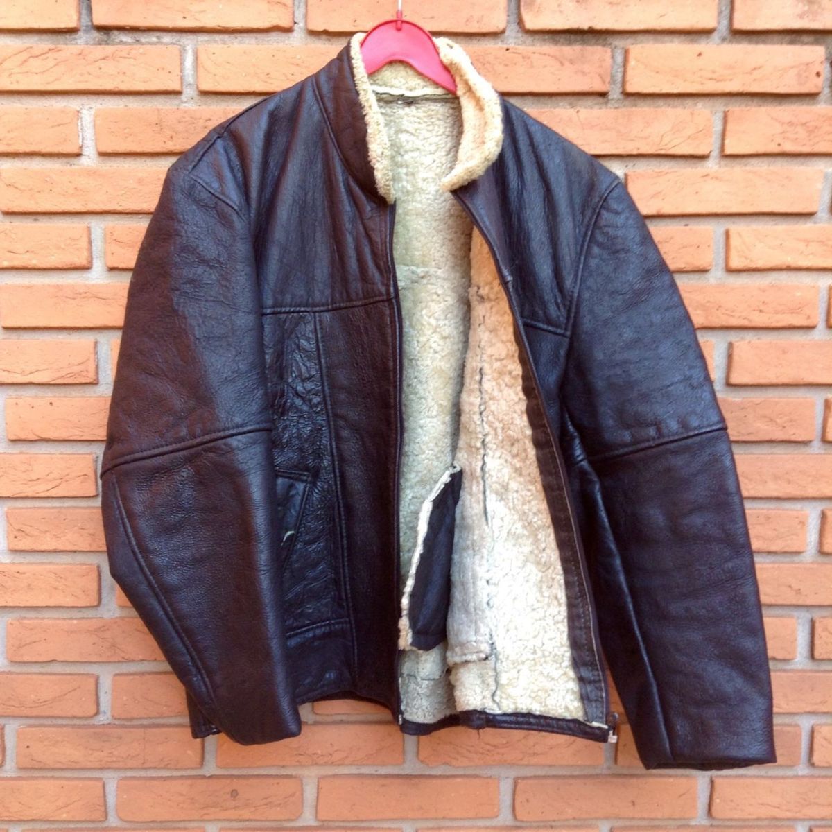 jaqueta de couro de carneiro masculina