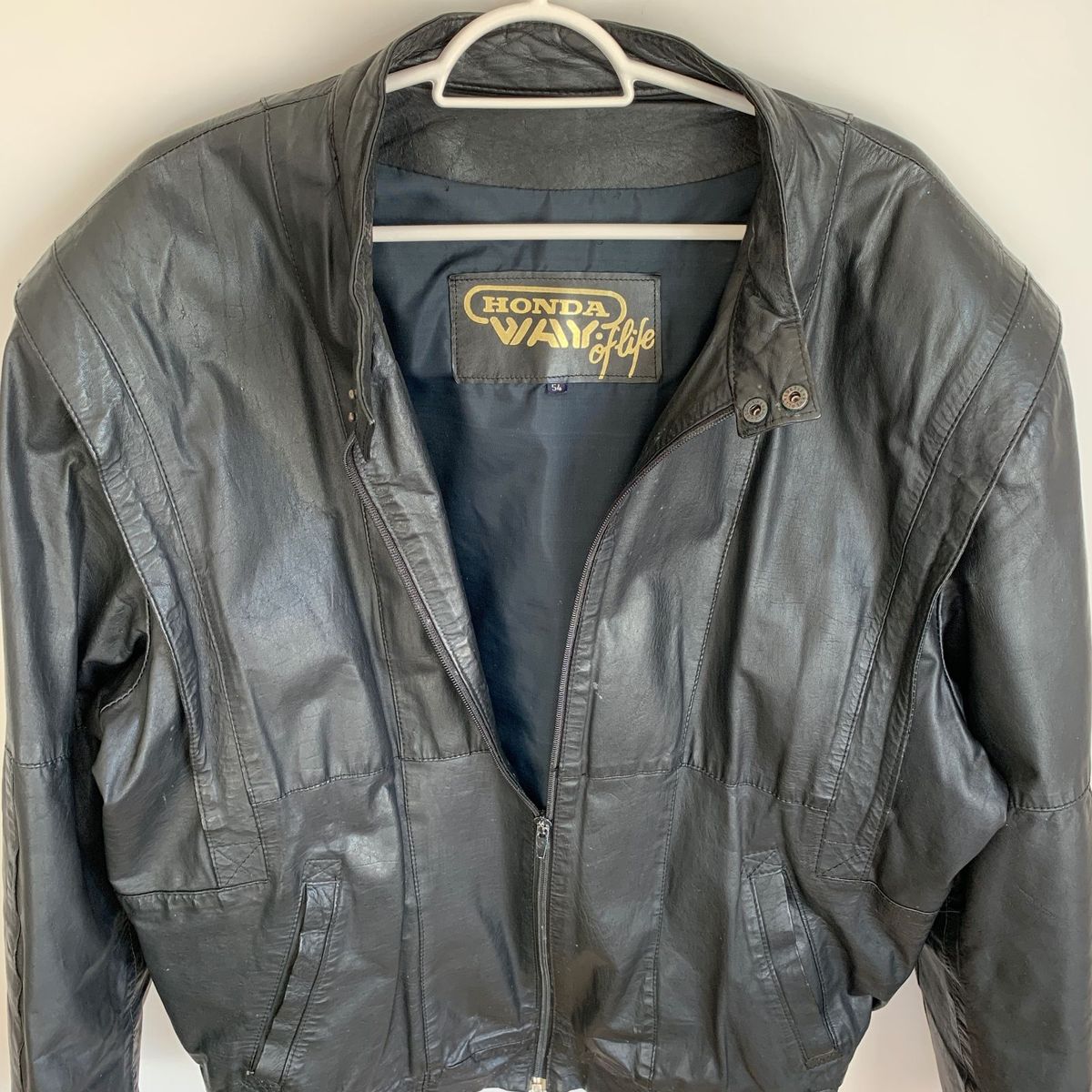 jaqueta de couro da honda
