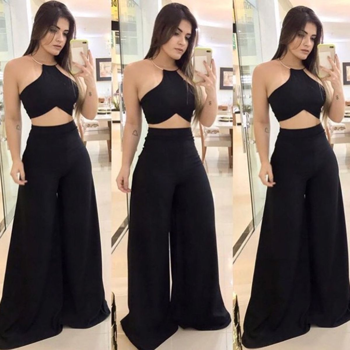 Calça pantalona store preta para casamento