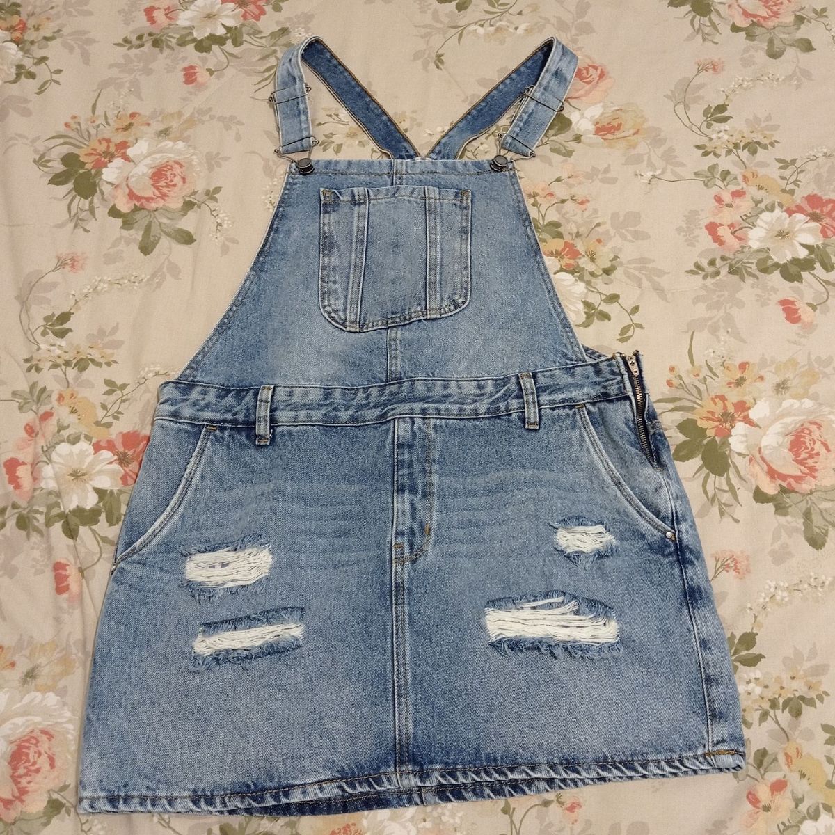 jardineira jeans saia renner