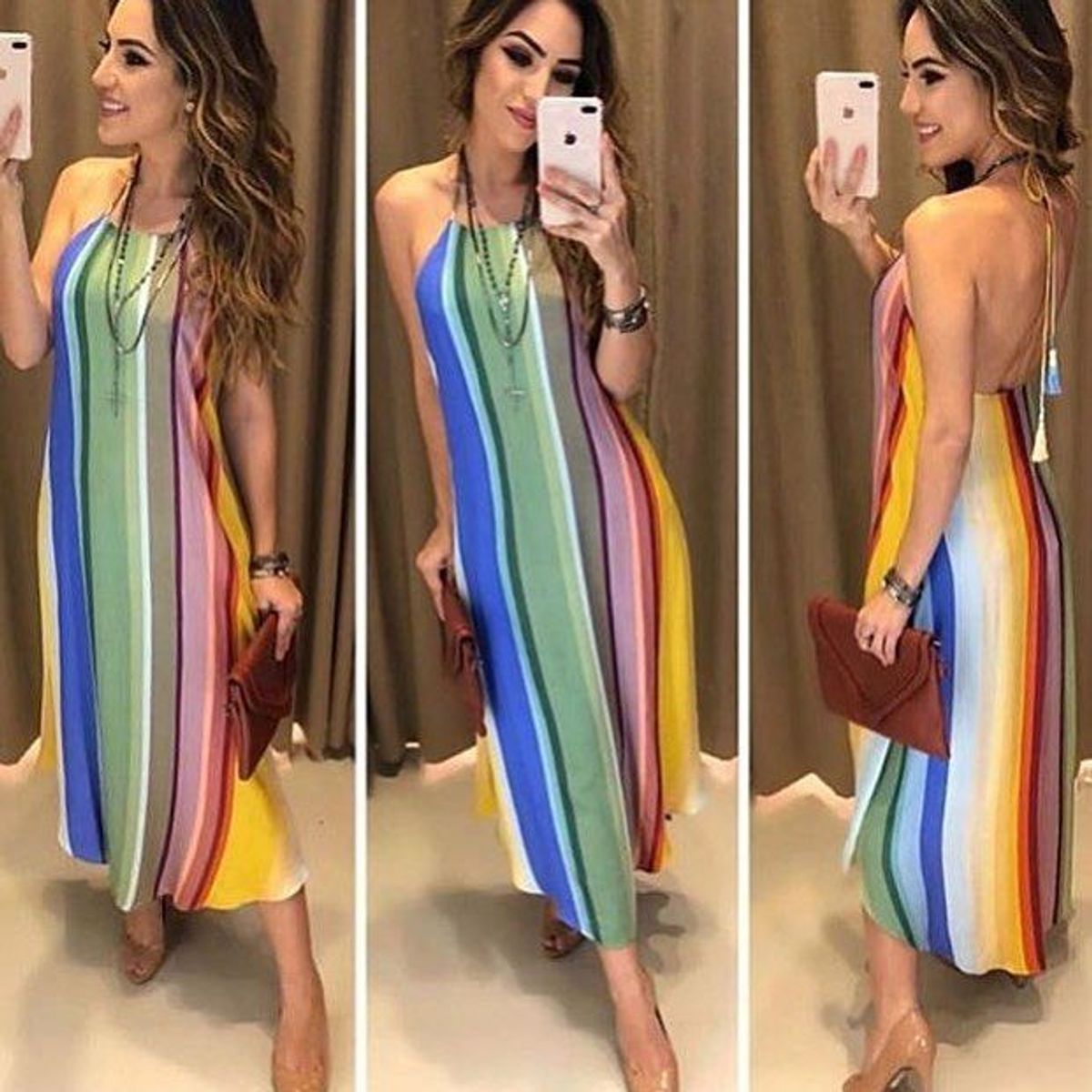 vestido longo de listra