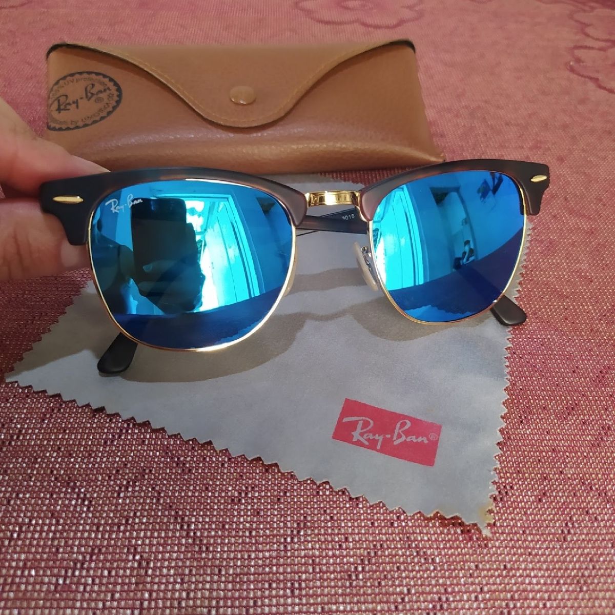 Brown Clubmaster Sunglasses Copper Gradient Flash Ray Bans