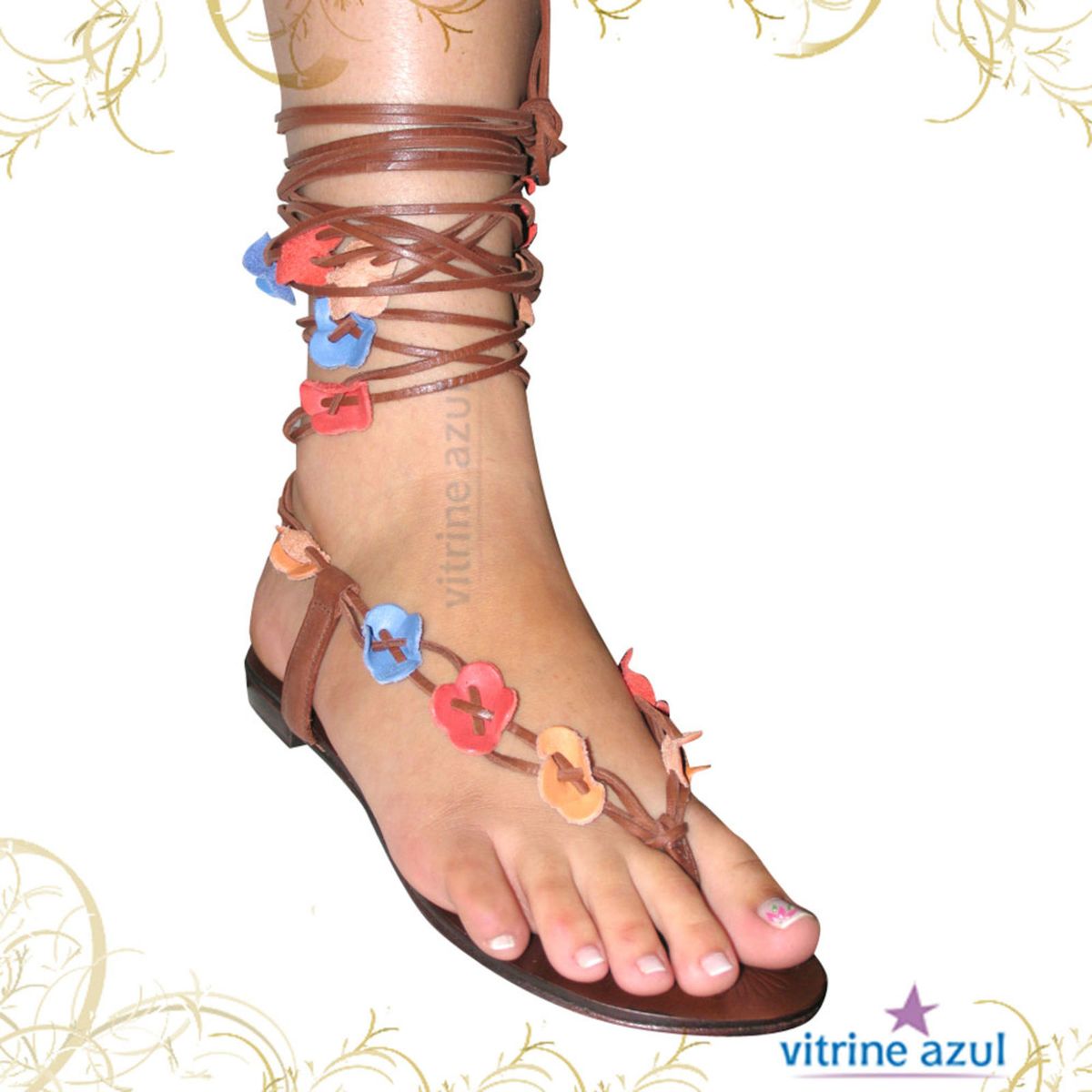 rasteirinhas de couro legitimo