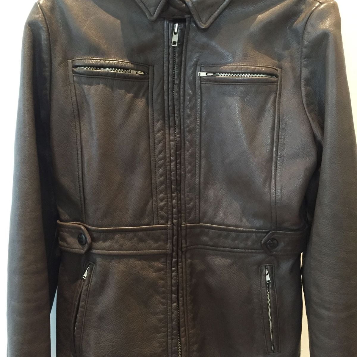 jaqueta de couro banana republic