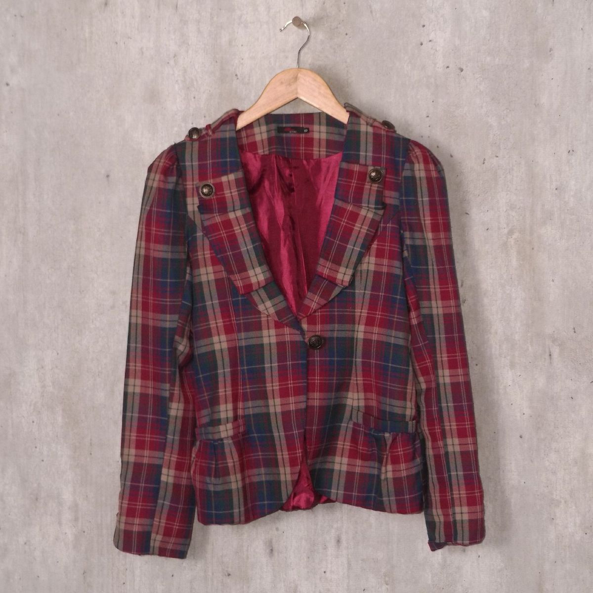 blazer xadrez feminino vermelho