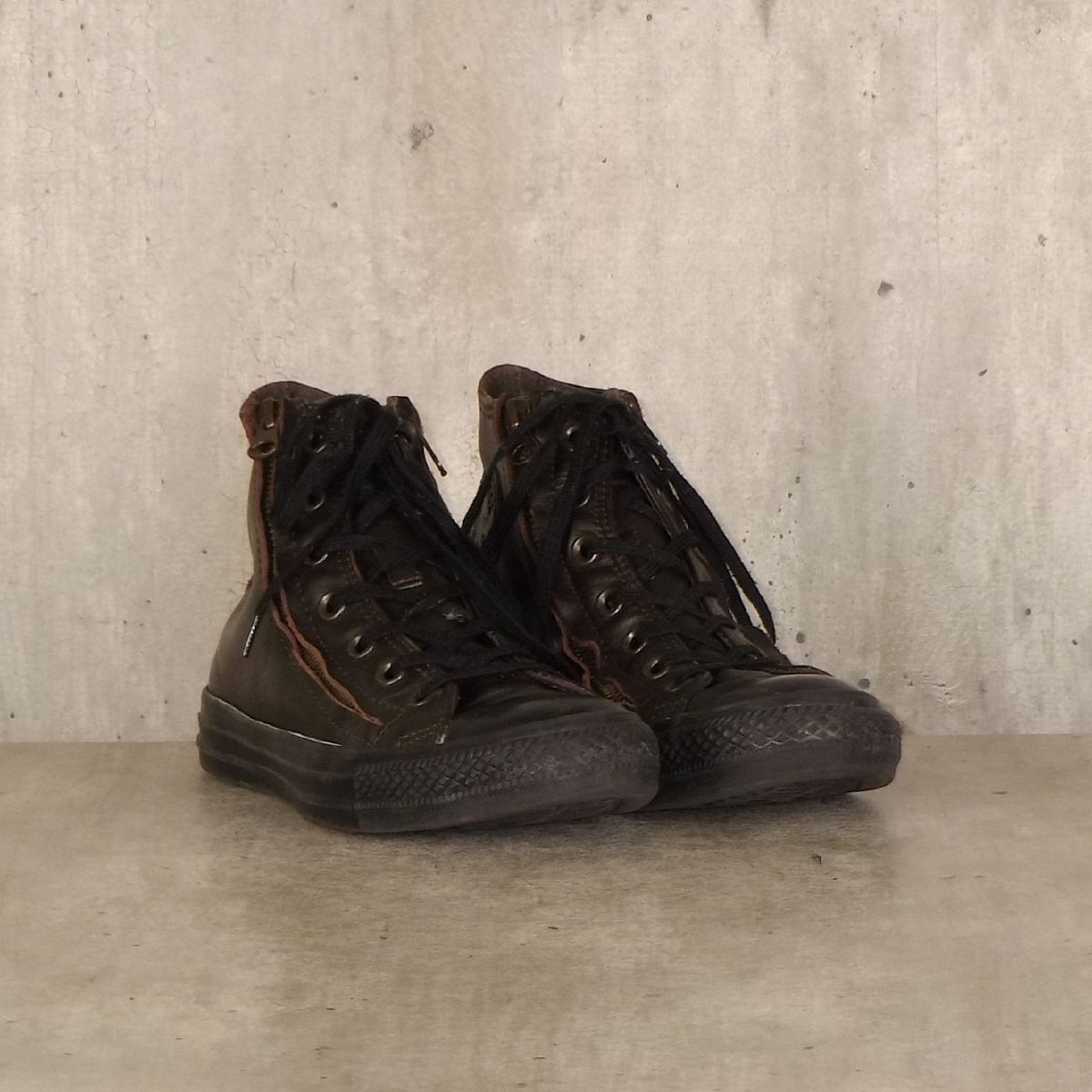 all star marrom couro