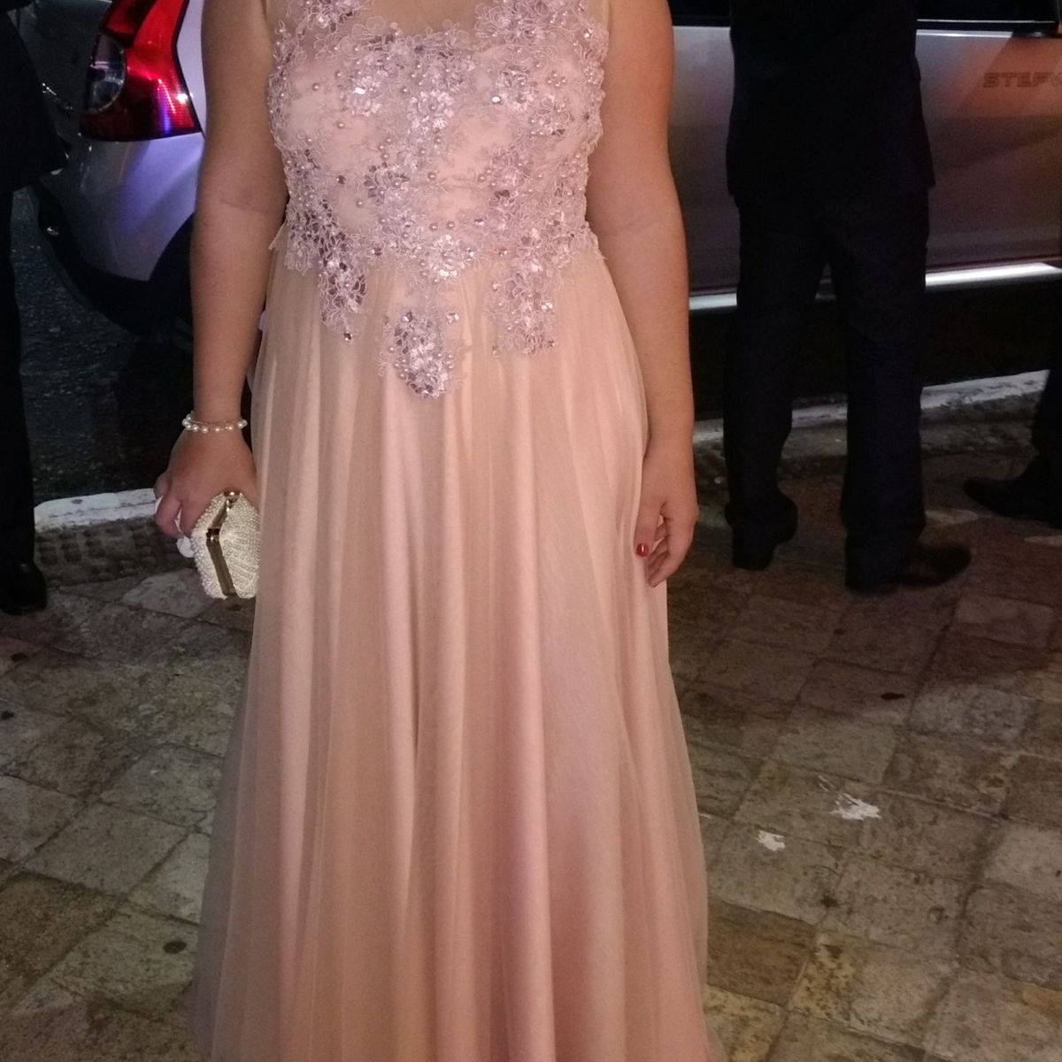 vestido de festa longo rosa seco