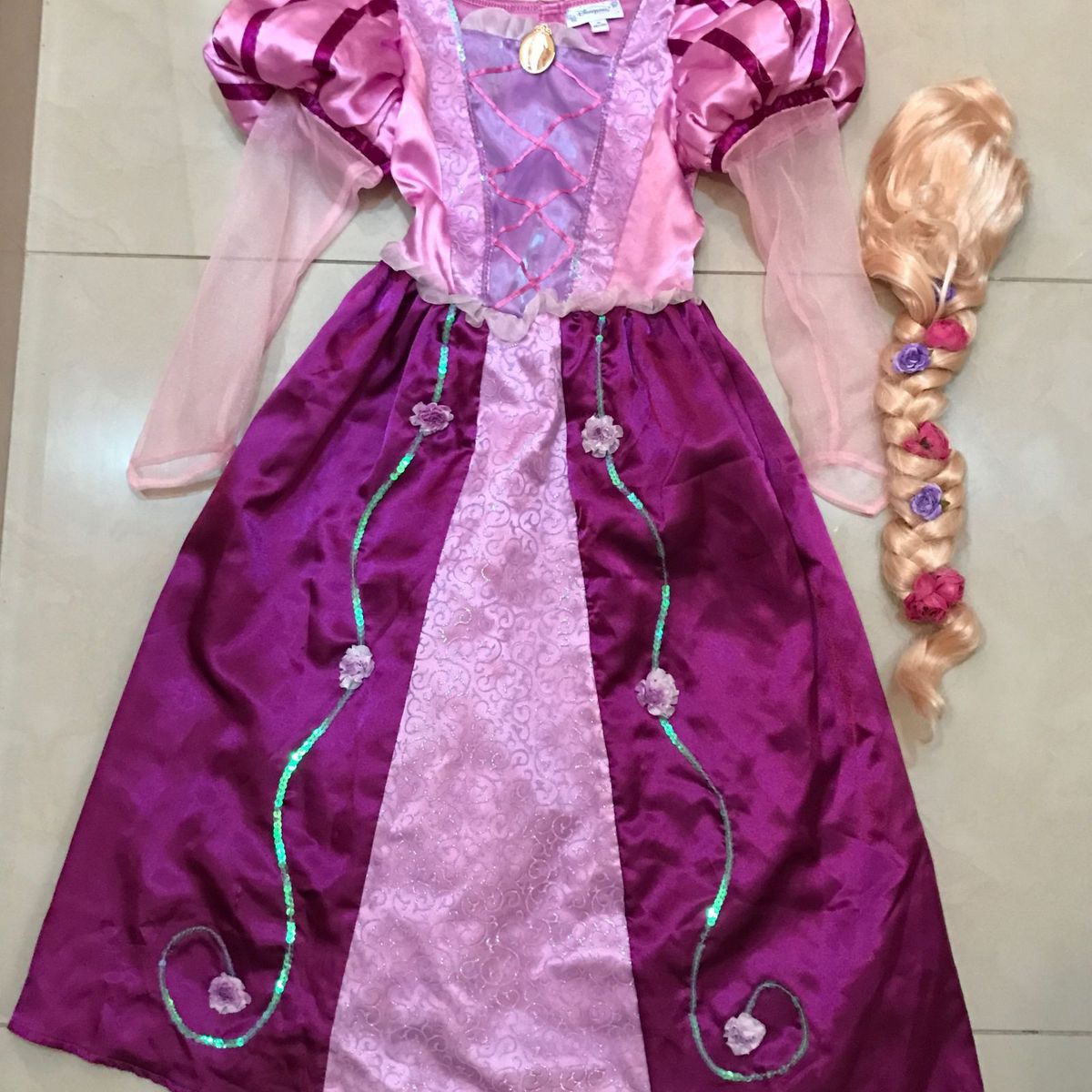 fantasia rapunzel enrolados luxo