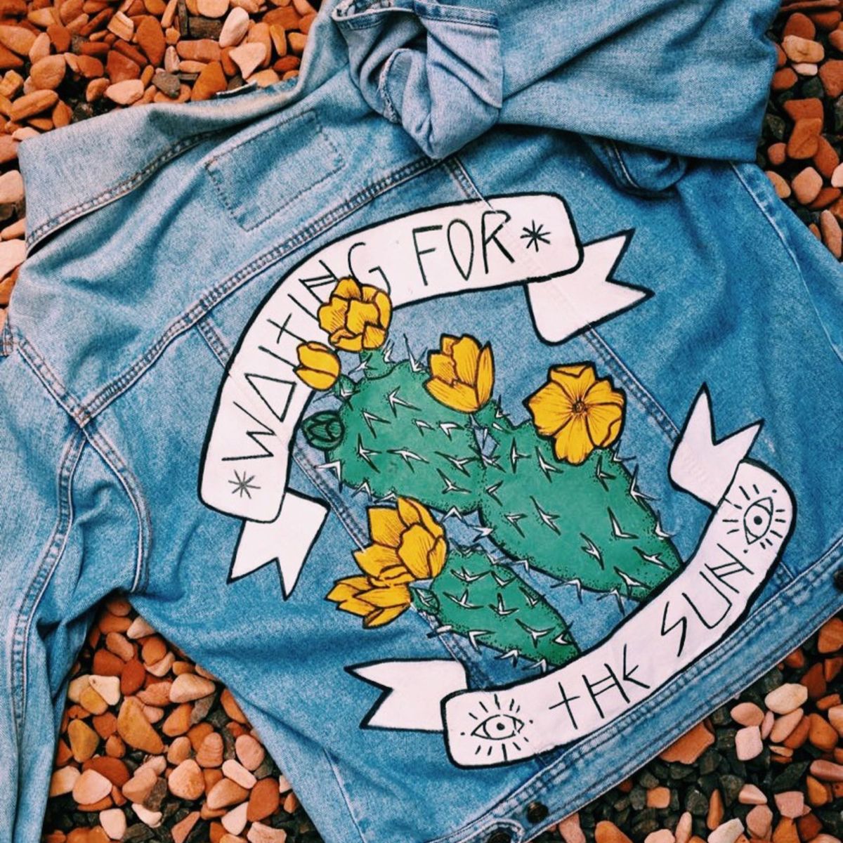 jaqueta jeans pintada a mao