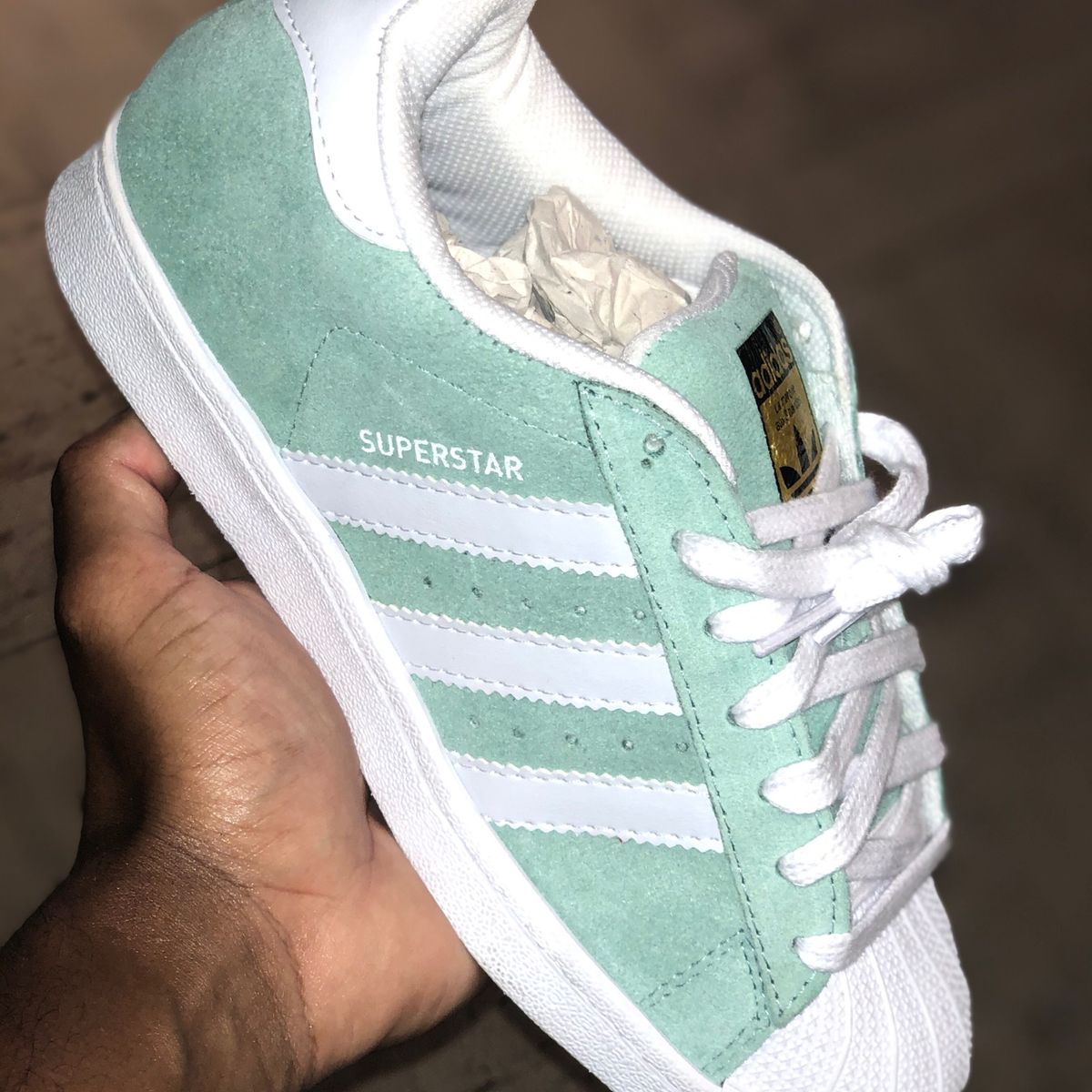 Tênis Adidas Superstar Verde Água Tam 34 - Envio Imediato | Feminino Adidas Nunca Usado 47058686 | enjoei