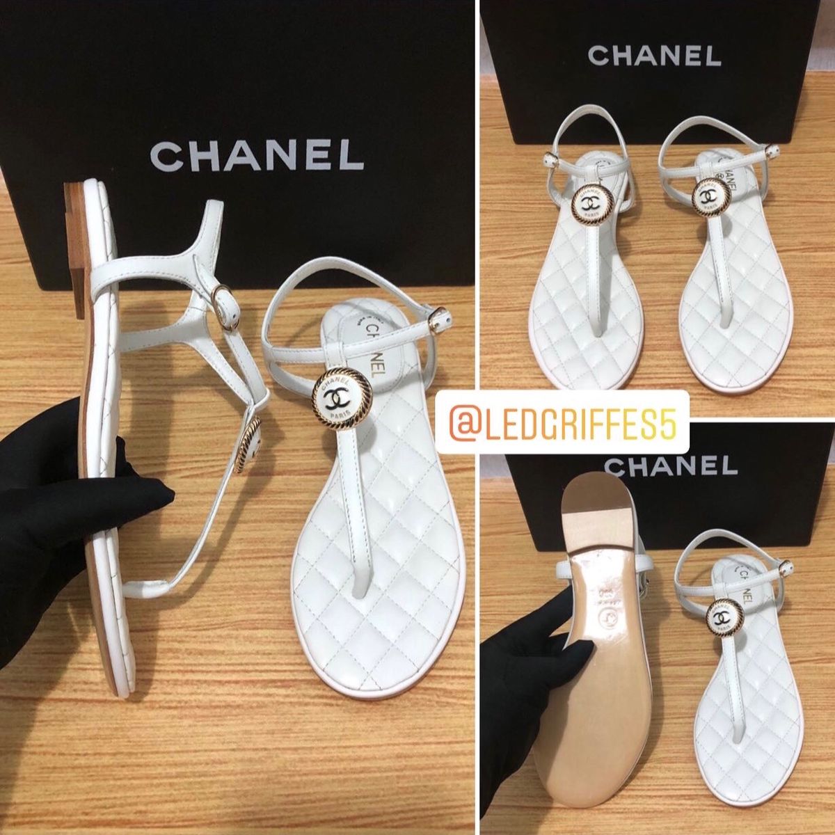 sandalia rasteira chanel