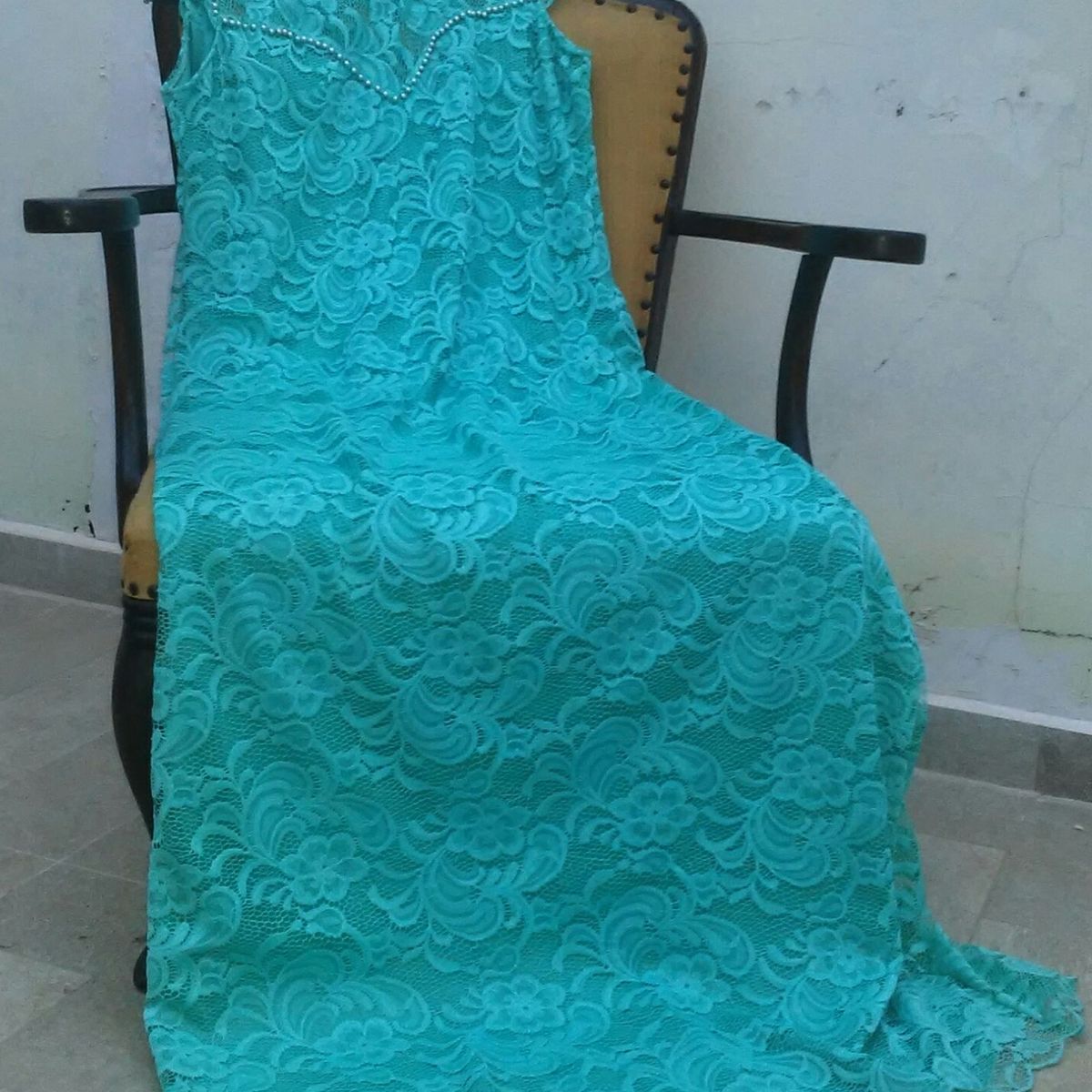 vestido plus size festa verde tiffany