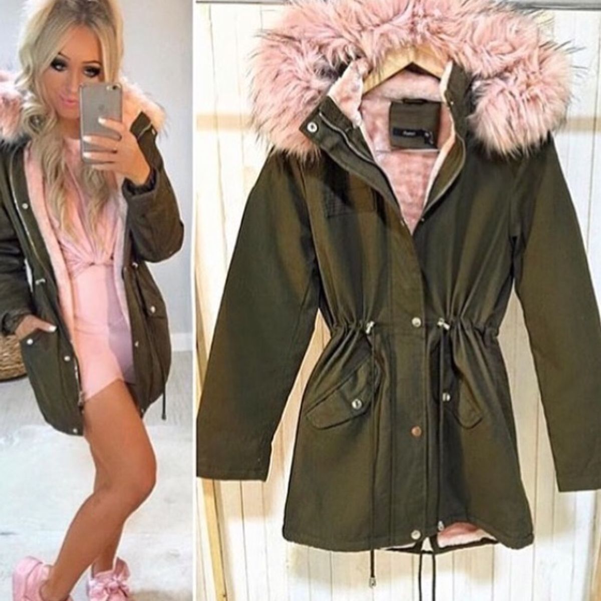 parka peluciada preta