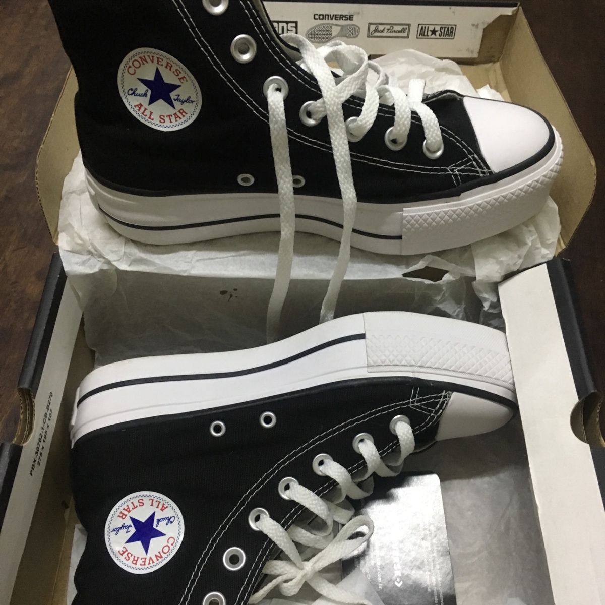 All Star Preto Cano Médio Plataforma | Tênis Feminino Converse Usado  34464560 | enjoei