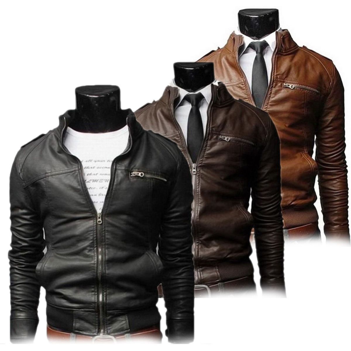 jaqueta couro slim fit