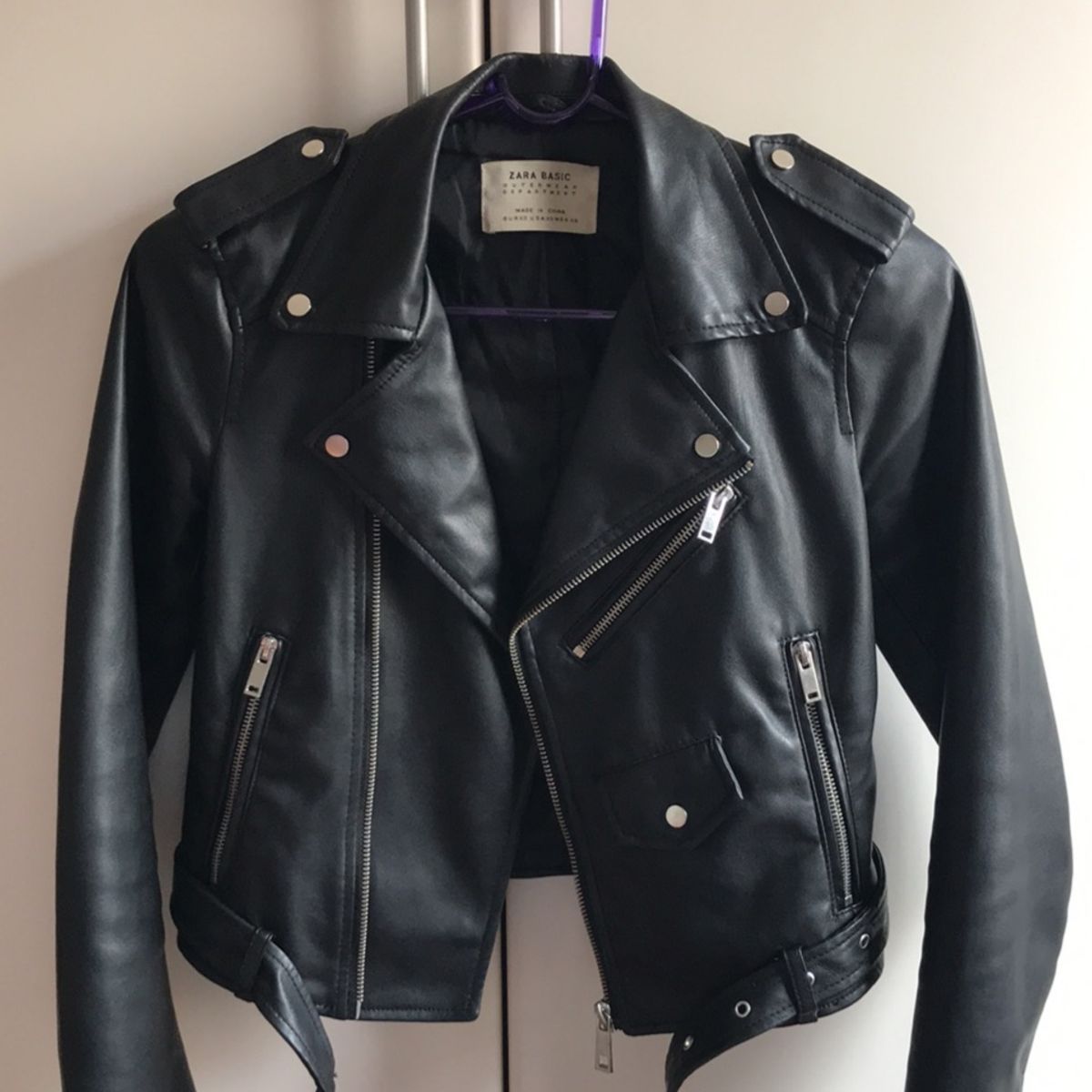 jaqueta de couro zara