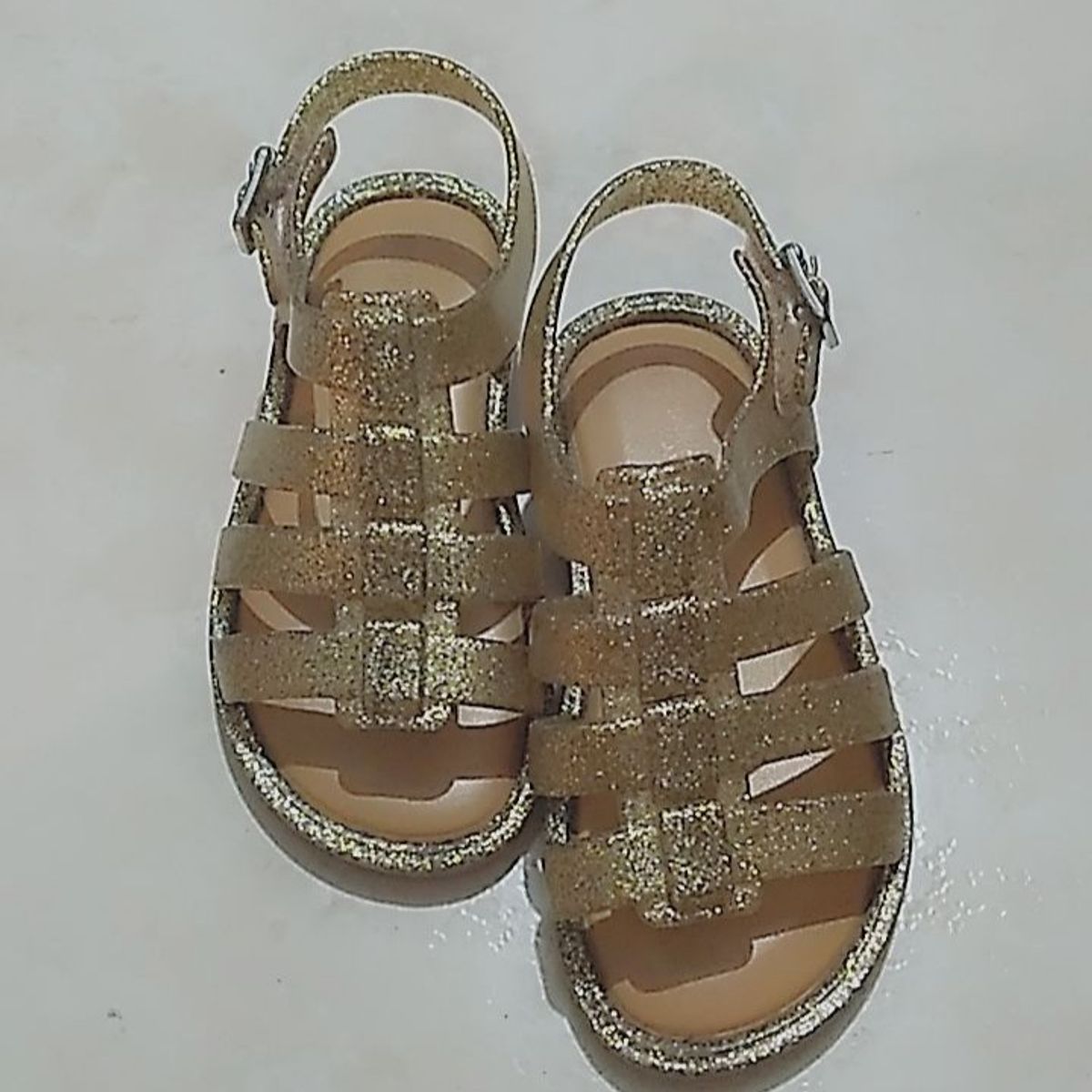 Sandalia melissa store dourada com glitter