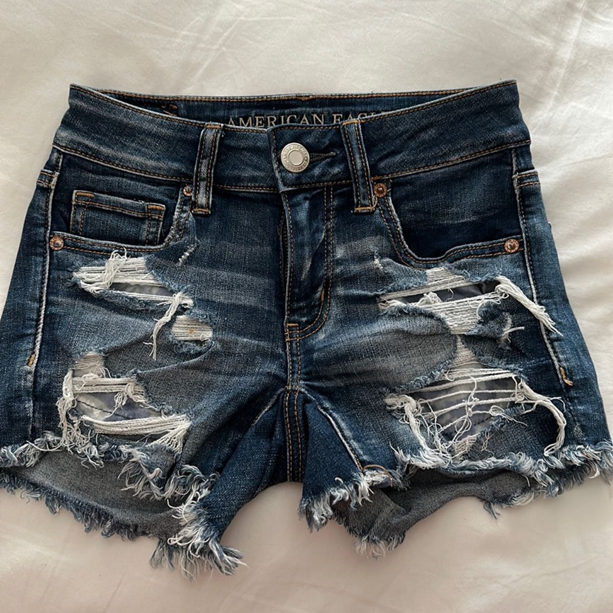 Short Jeans Destroyed American Eagle Tamanho 00, Shorts Feminino American  Eagle Usado 85118723