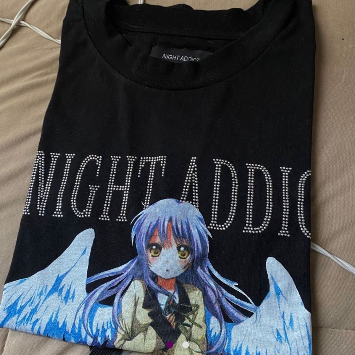 Camiseta Design Anime Preta, Camiseta Masculina Night Addict Usado  89374825