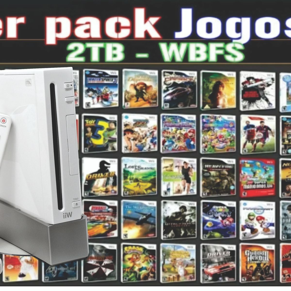 Nintendo Wii Destravado C/ Hd 222 Jogos (wii) + Emuladores